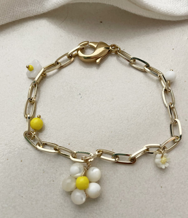 bracelet fleur doré