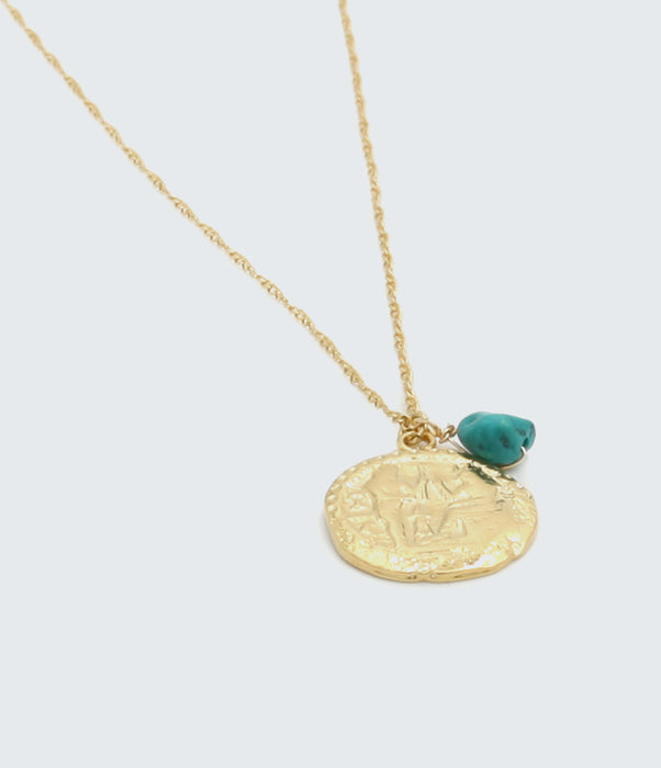 Sautoir médaille turquoise HORUS