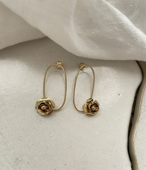 Boucles d'oreilles fleur ovales ROSES