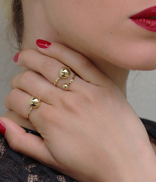 bague boule dorée