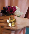 bague grosse fleur dorée