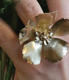 bague grosse fleur dorée