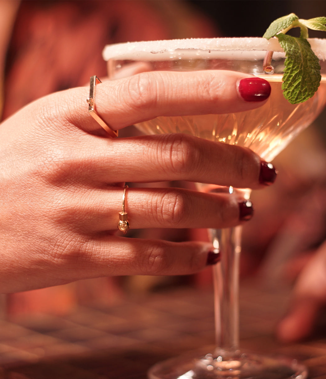 bague carrée dorée