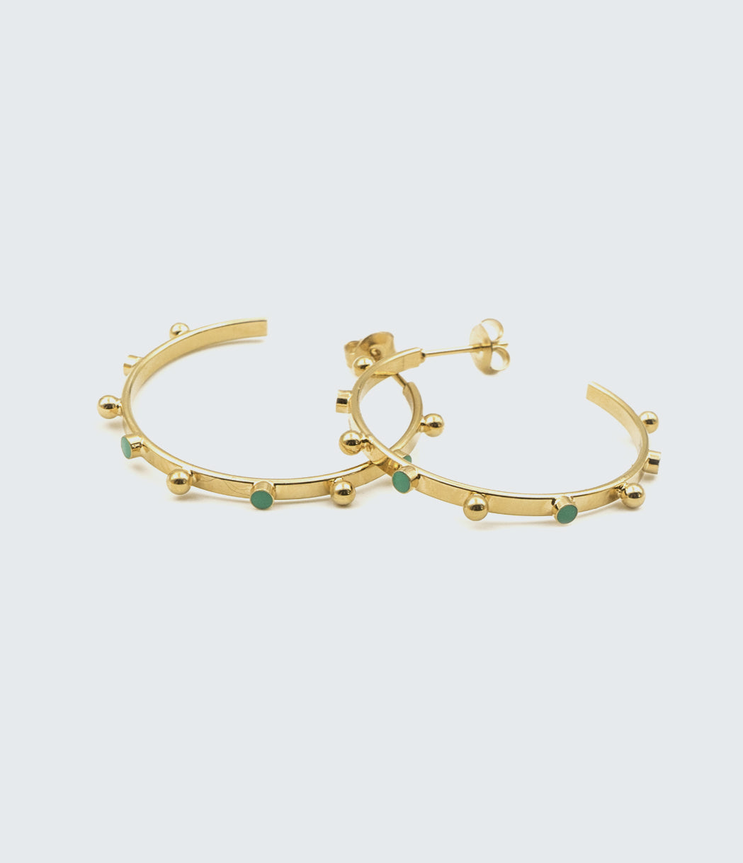 boucles d'oreilles créoles turquoise