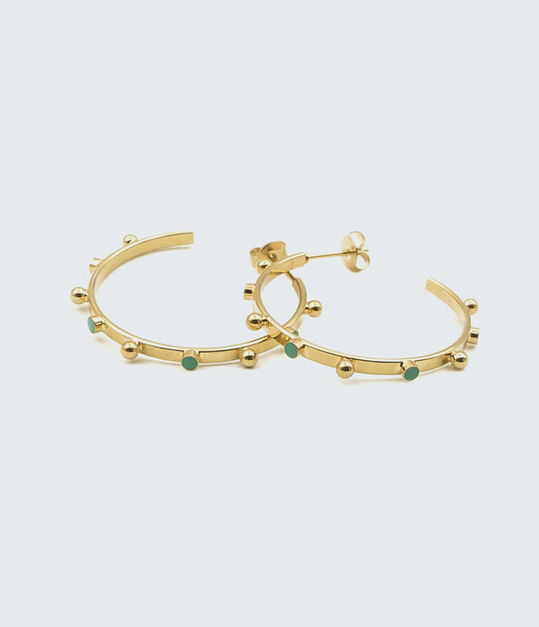 boucles d'oreilles créoles turquoise