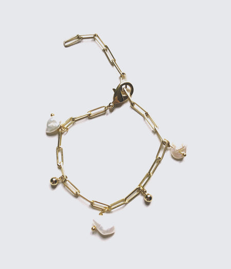bracelet grosse chaine avec perle d'eau douce