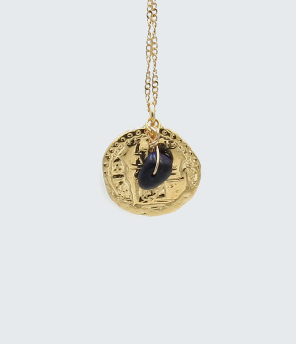 Collier médaille lapis HORUS
