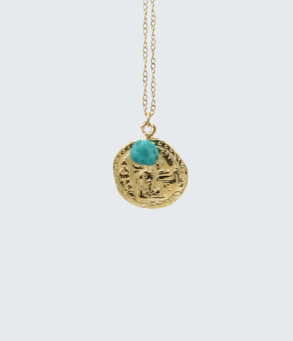 Collier médaille turquoise  HORUS