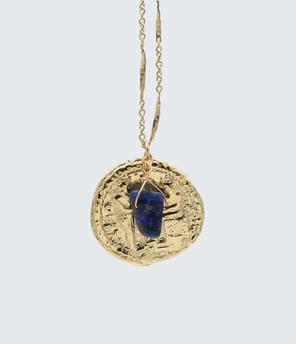 Sautoir médaille lapis HORUS