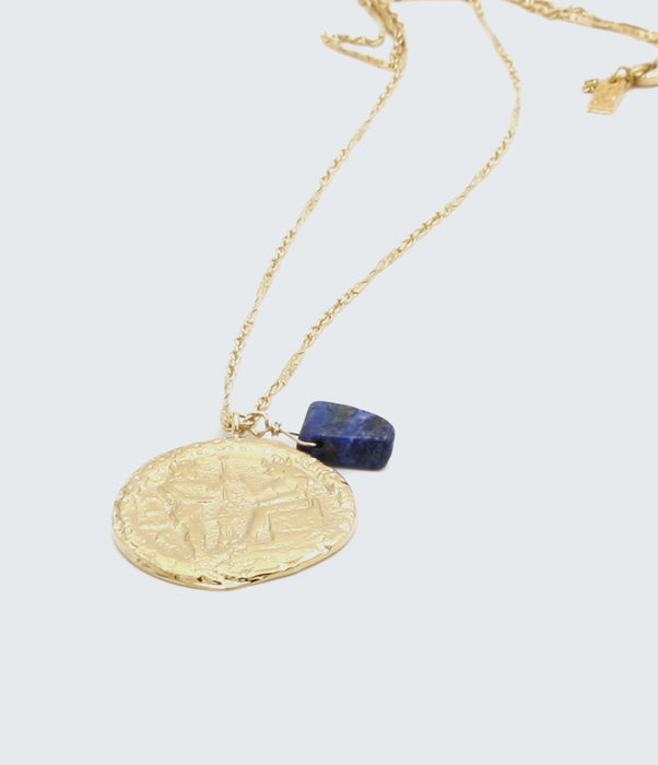 Sautoir médaille lapis HORUS