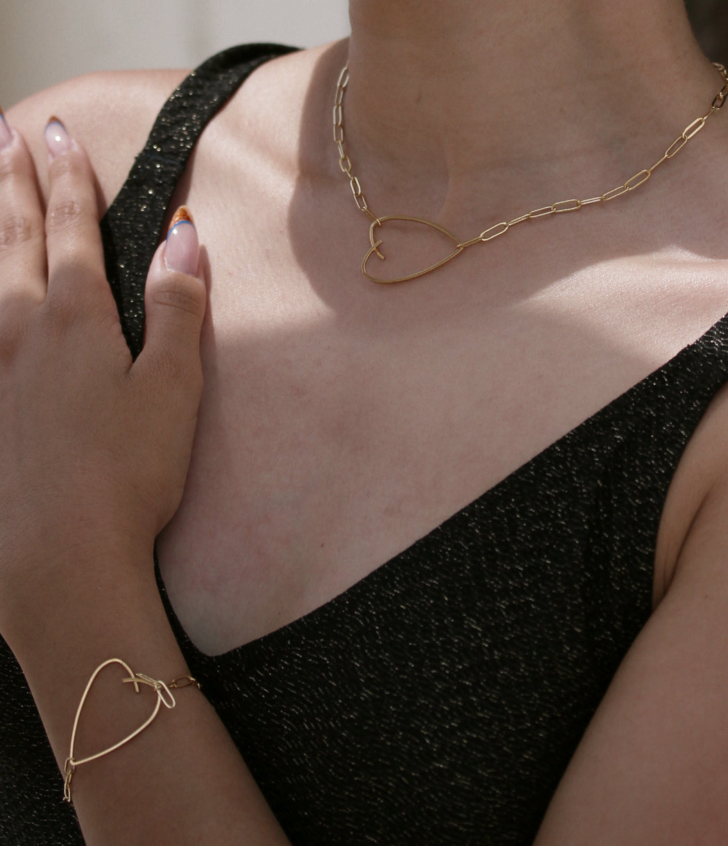 collier cœur doré