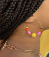 collier large maille perles colorées