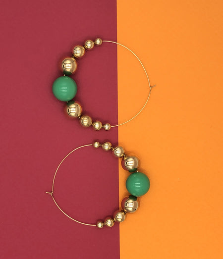 boucles d'oreilles créoles vertes
